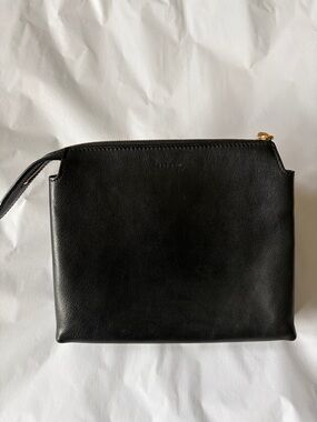 The Row Black Leather Zip Pouch